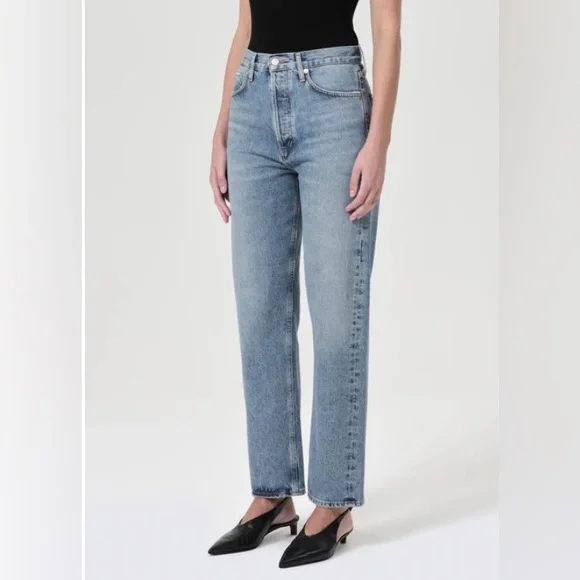 AGOLDE 90's Pinch Waist High Rise Straight Jeans in Navigate Size 24 Button Fly - Picture 9 of 16
